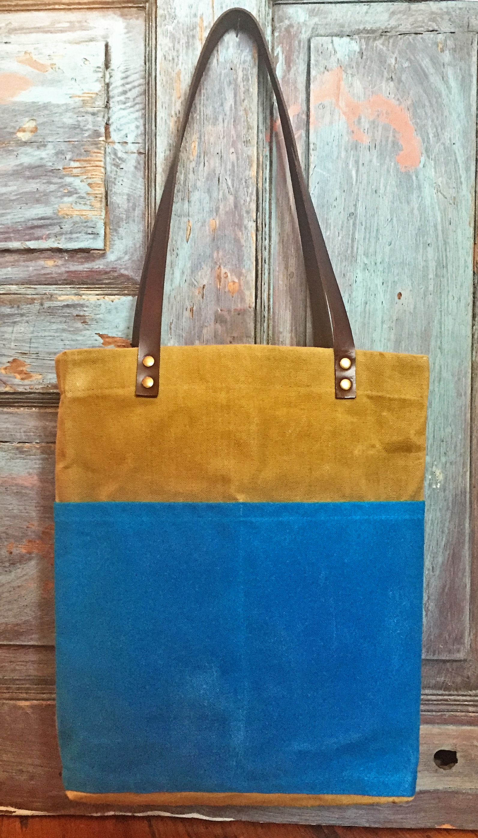 Turguoise & Khaki Canvas Bag